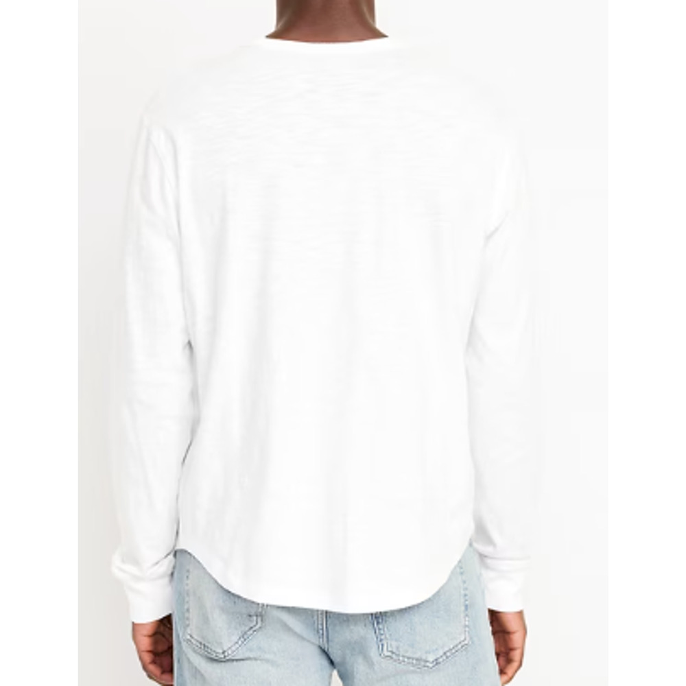 Old Navy Mens White Curved Hem Slub Knit Long Sleeve TShirt Tee NEW XL - Picture 3 of 6